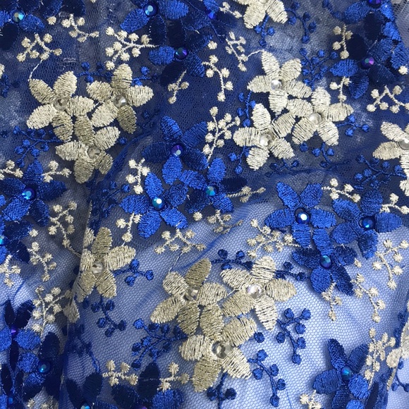 Milano Dress open back Cobalt blue white lace dressy homecoming dance wedding - Picture 5 of 7